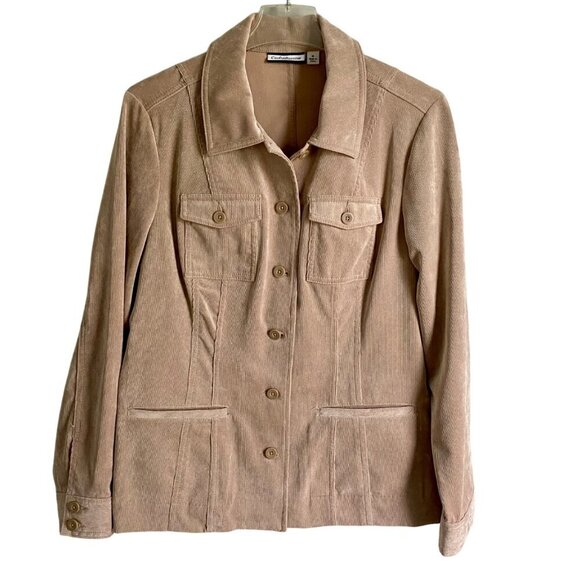 Croft & Barrow Tan Corduroy Button Up Shirt Jacket Women's Medium - Picture 1 of 11